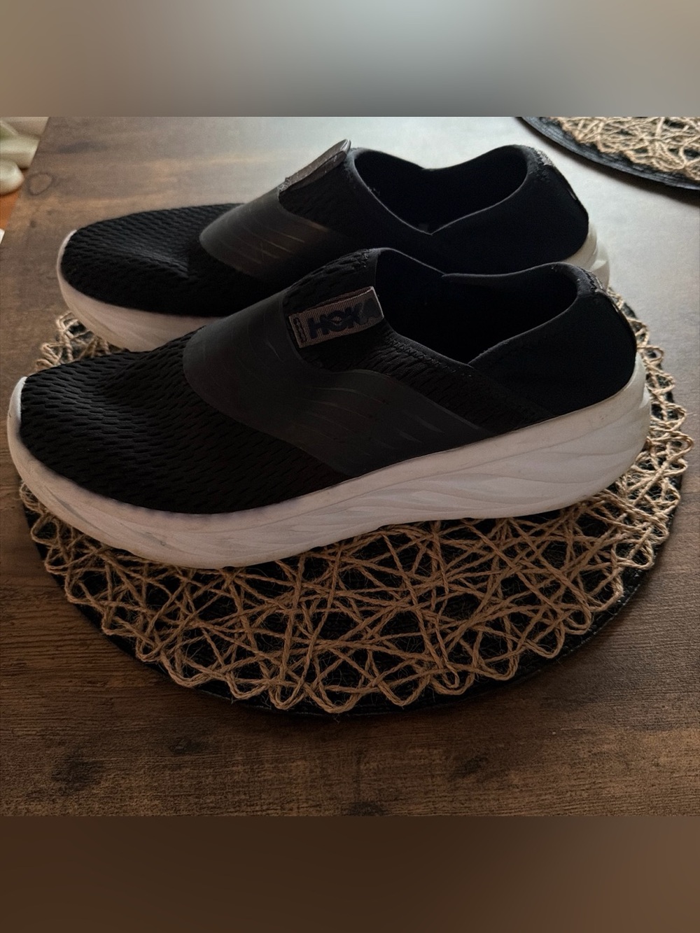 HOKA Men’s Slip-On Athletic Shoe in Black and White